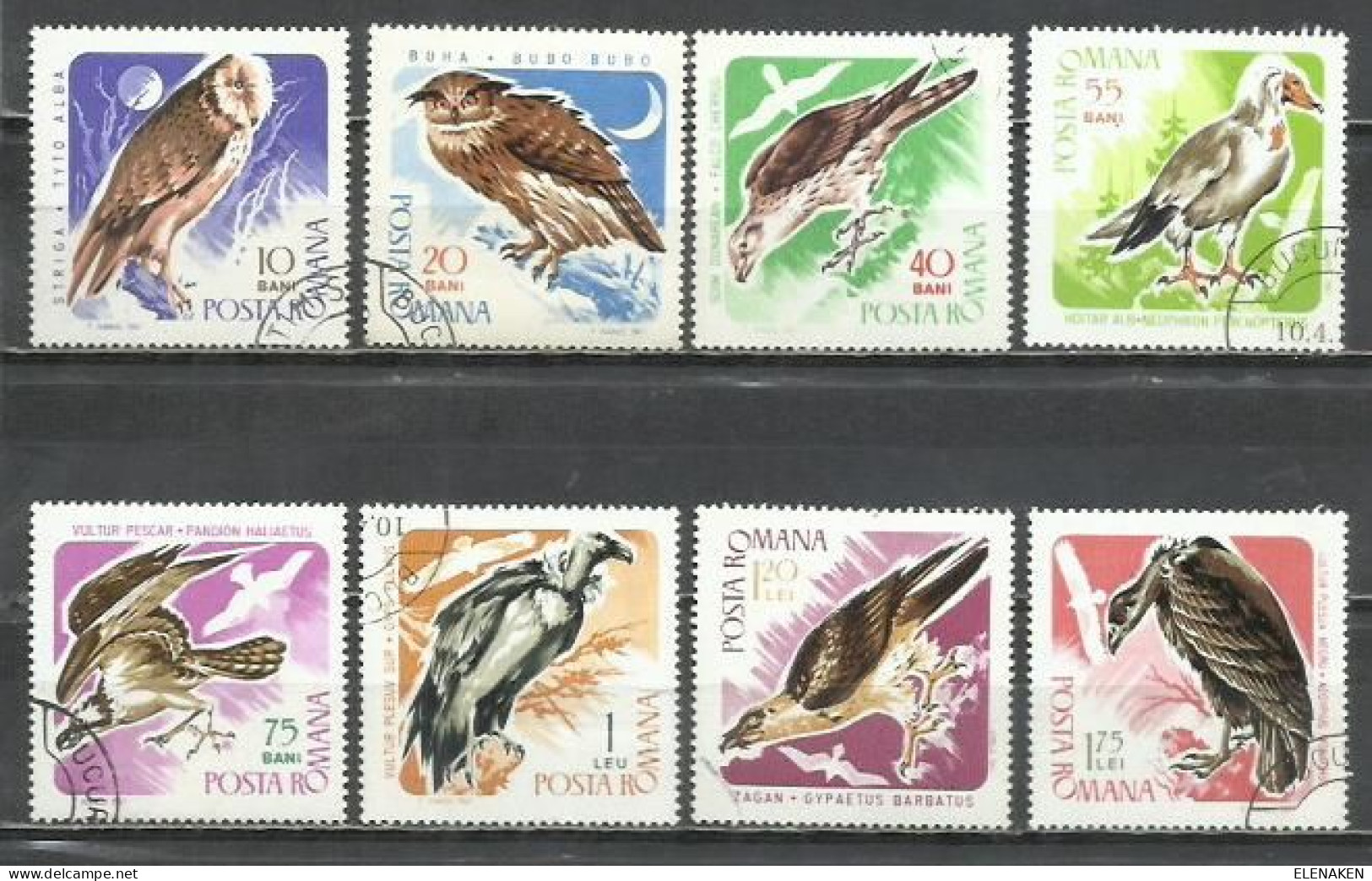 5498-SERIE COMPLETA PÁJAROS AVES 1967 Nº 2278/2285 RUMANÍA SELLOS  CONMEMORATIVOS - Used Stamps