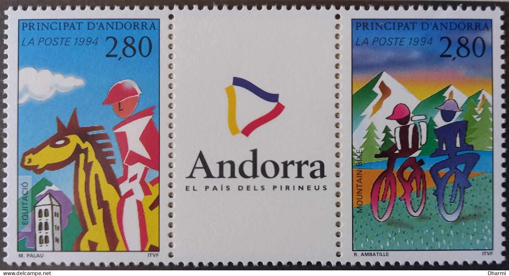 ANDORRE FR 1994 N°450A/450B NEUF** -  2.80F*4 SPORTS - 2 TRIPTYQUES - MNH - COT. 7€ - Neufs