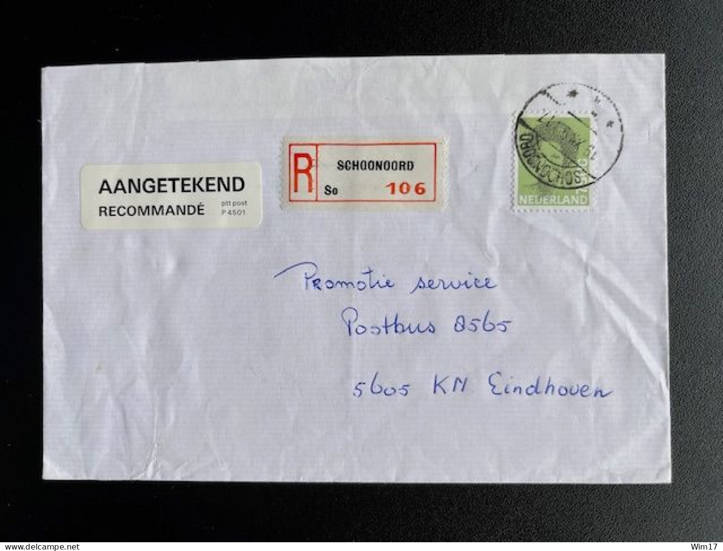 NETHERLANDS 1990 REGISTERED LETTER SCHOONOORD TO EINDHOVEN 19-12-1990 NEDERLAND AANGETEKEND - Covers & Documents