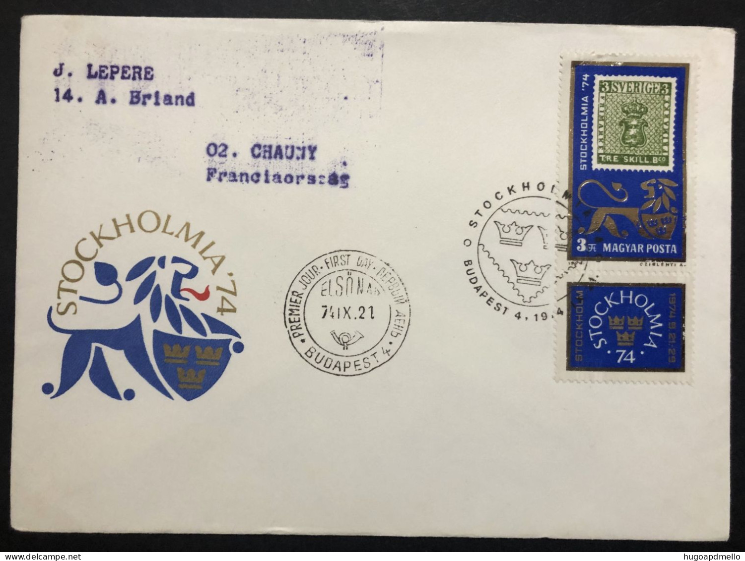 HUNGARY, Circulated FDC, « STOCKHOLMIA 74 », 1974 - FDC