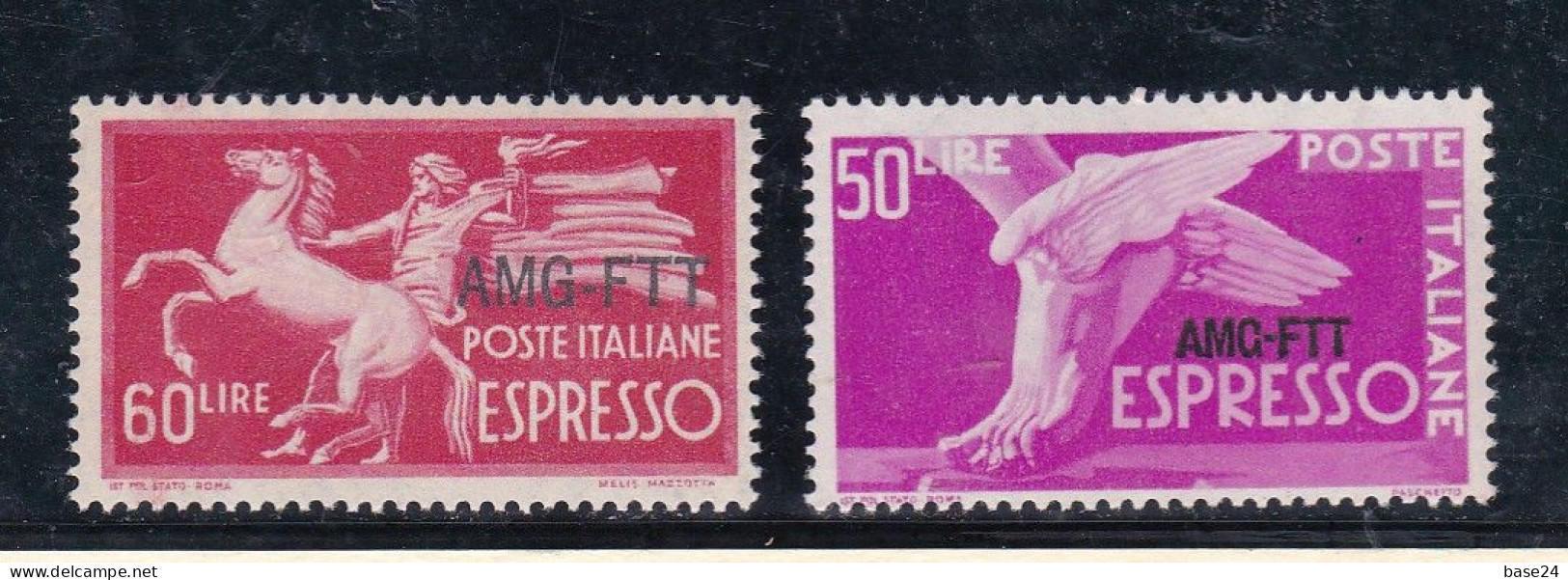 1950 1952 Italia Italy Trieste A  ESPRESSO 50 Lire + ESPRESSO 60  Lire MNH** EXPRESS,  60 Lire Bicolore - Correo Urgente