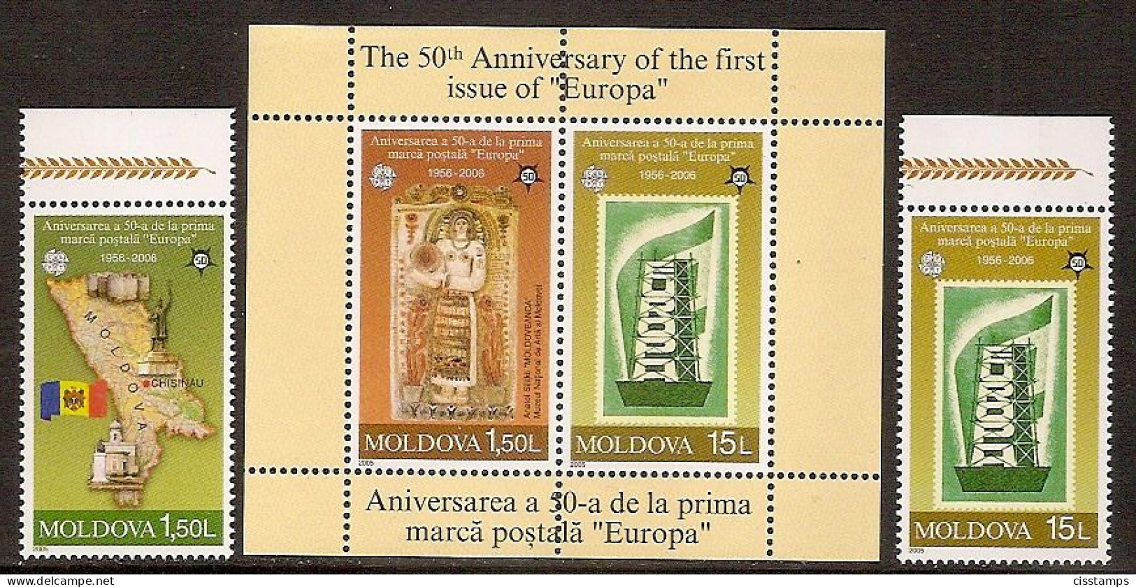 MOLDOVA 2005●50th Anniversary Of First Issue Of EUROPA /Mi517-18,Bl 33 MNH - 2005