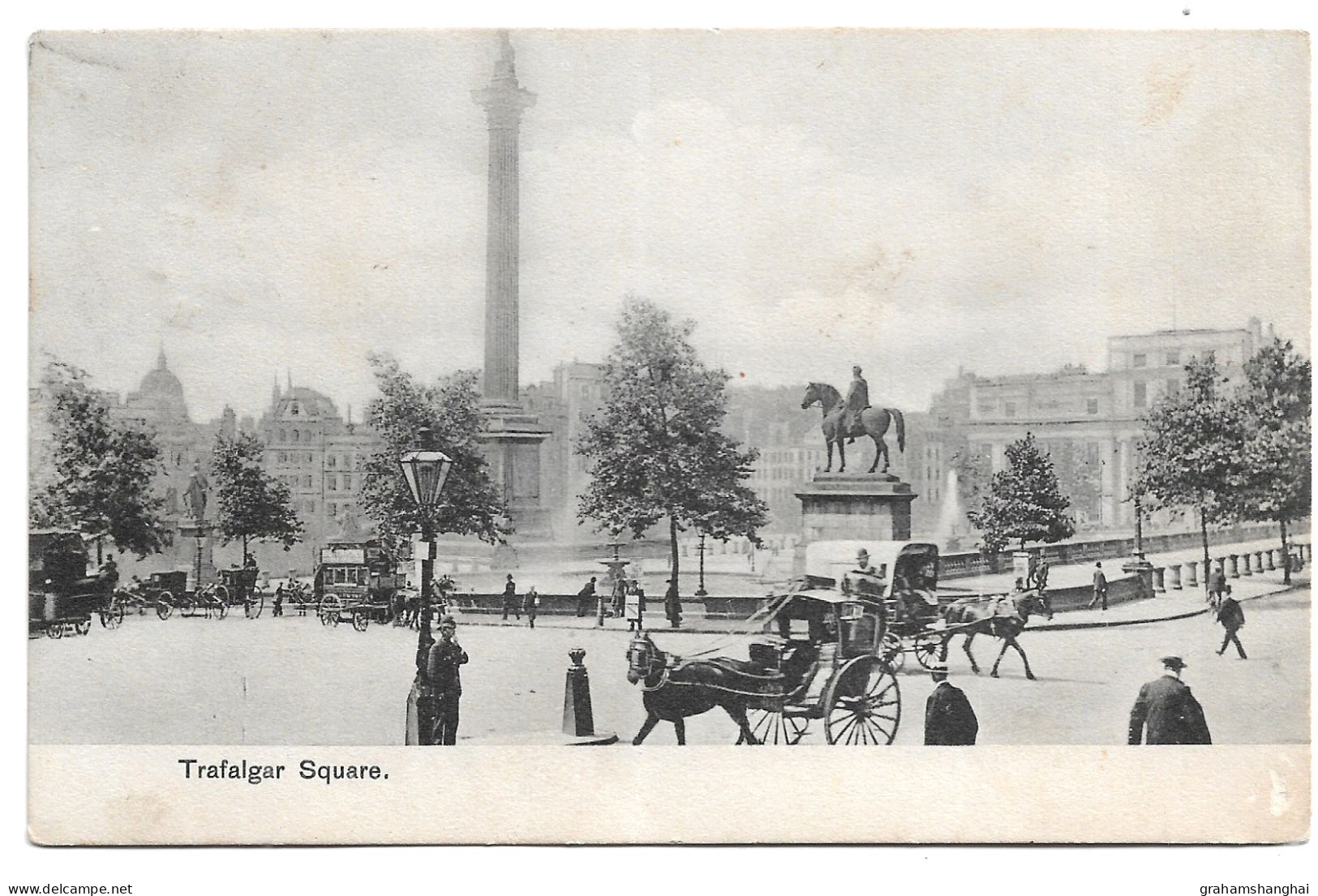 Postcard UK England London Trafalgar Square Carriages Horse Bus Policeman Published Gordon Smith Posted 1911 - Trafalgar Square