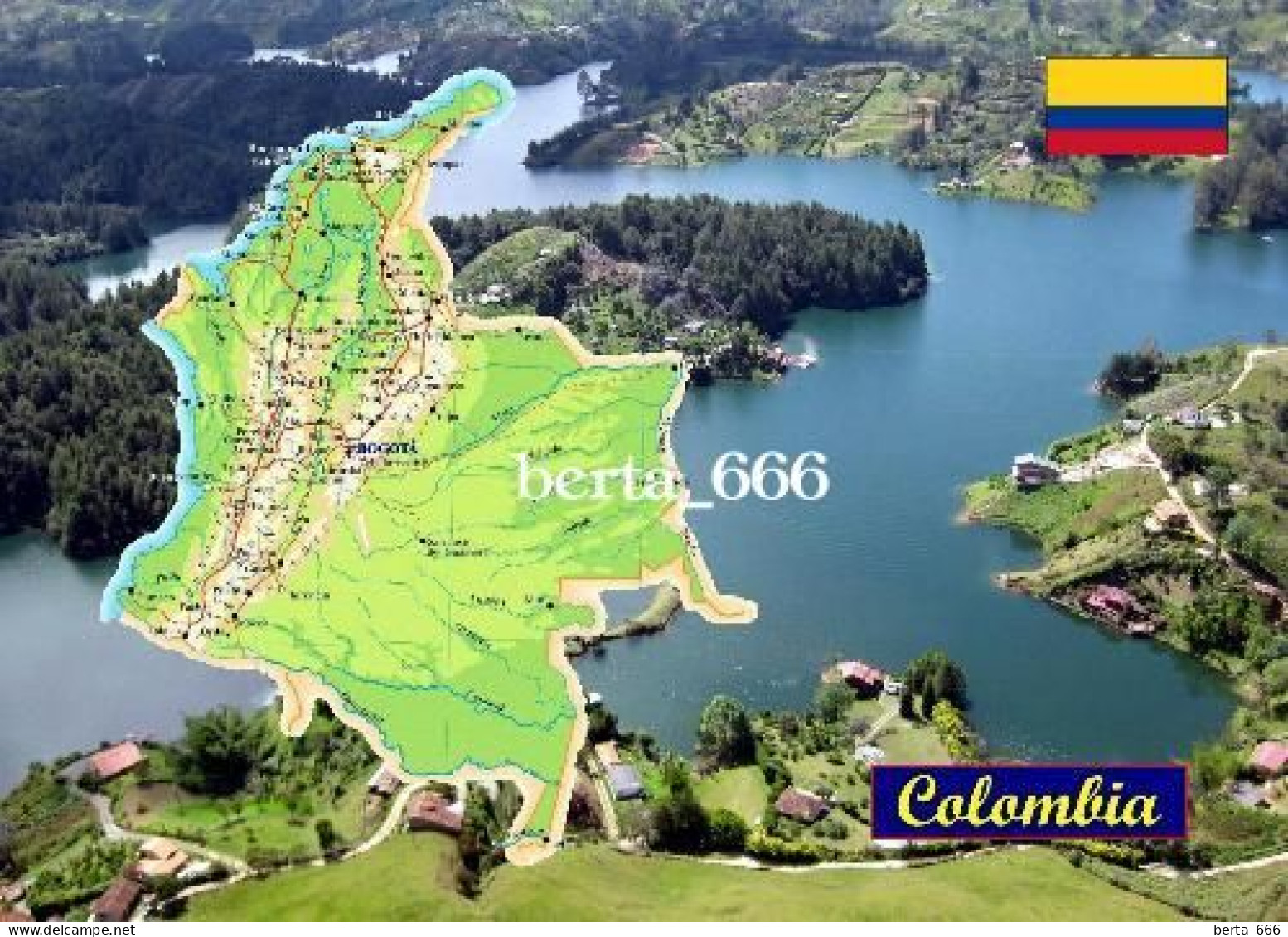 Colombia Country Map New Postcard * Carte Geographique * Landkarte - Colombia