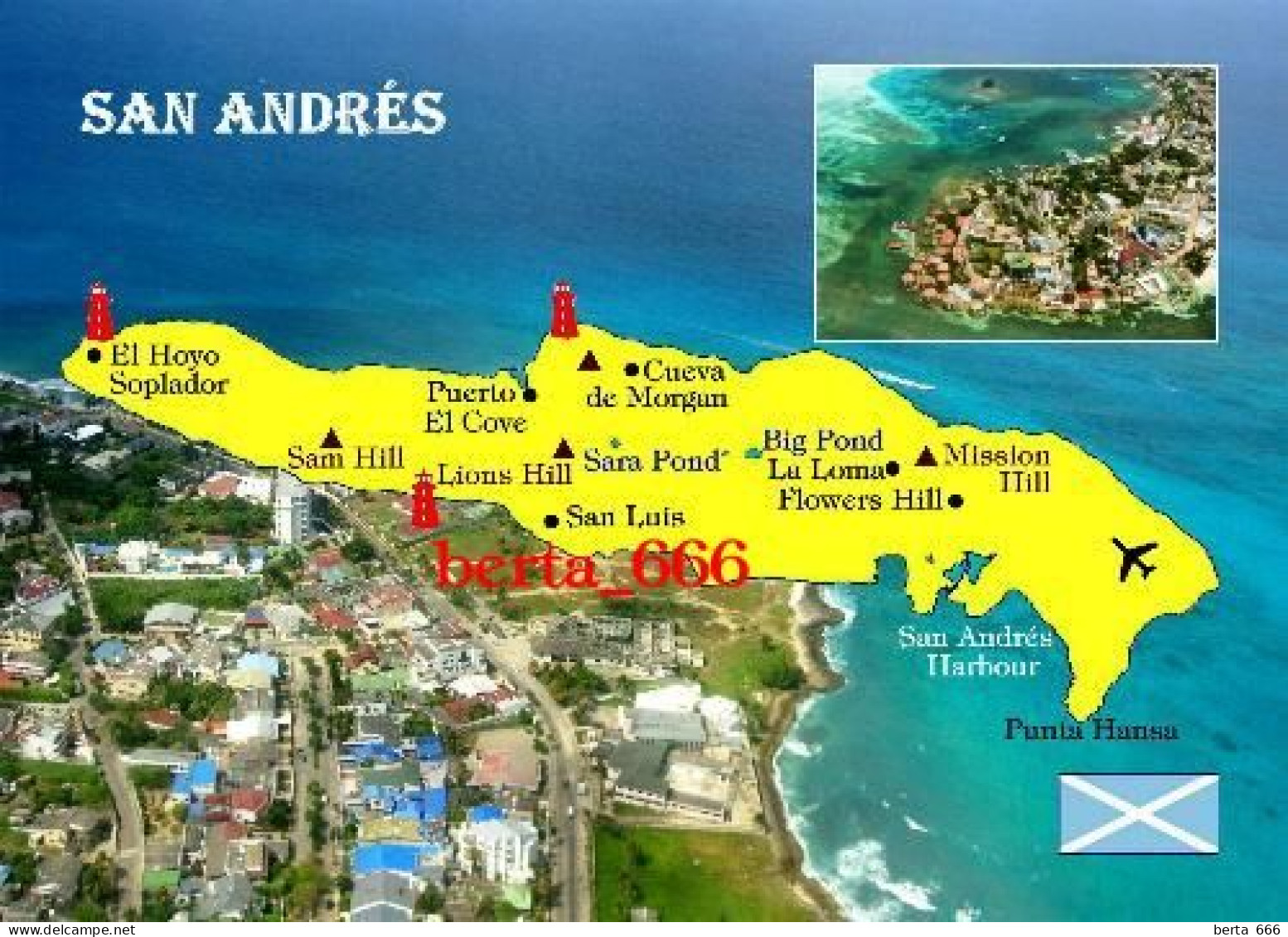 Colombia San Andrés Island Map New Postcard * Carte Geographique * Landkarte - Kolumbien