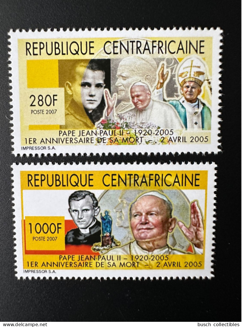 Central Africa Centrafricaine 2007 Mi. 2939 - 2940 Pape Jean-Paul II Papst Johannes Paul Pope John Paul Dove (stamps) - Papes