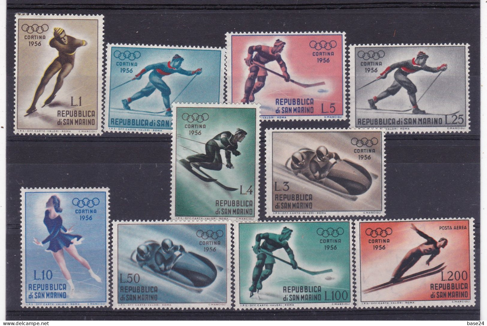 1955 San Marino Saint Marin CORTINA D'AMPEZZO, OLIMPIADI INVERNALI,  SPORT Serie Di 10 Valori MNH** OLYMPICS - Inverno1956: Cortina D'Ampezzo