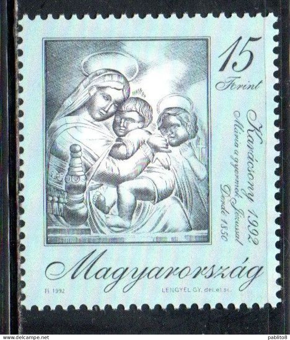 HUNGARY UNGHERIA MAGYAR 1992 CHRISTMAS NATALE NOEL WEIHNACHTEN NAVIDAD 15f MNH - Ungebraucht