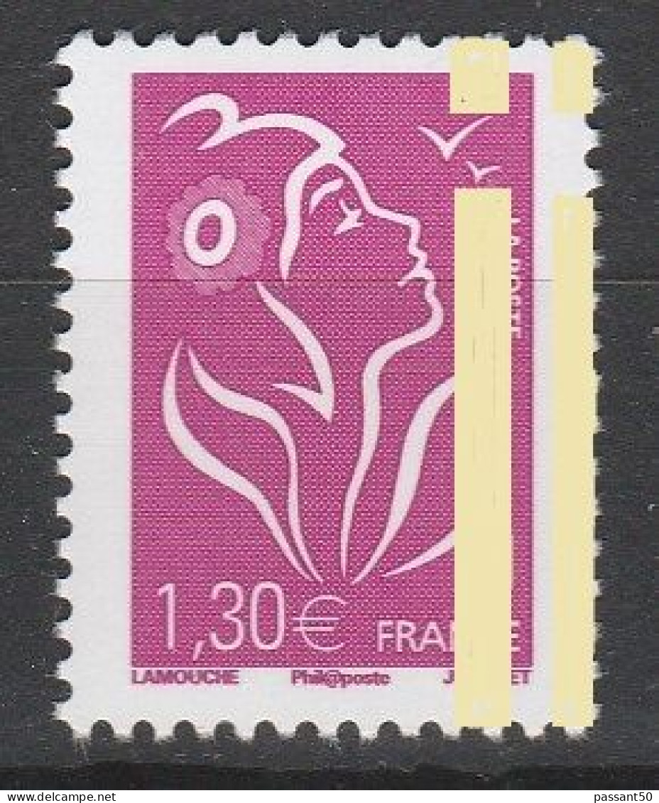 Lamouche 1.30 € Lilas YT 3971c Avec 2 Bandes Phospho à Droite Et à Cheval. Superbe Et Rare, Voir Scan. Cote YT : 20 €. - Unused Stamps