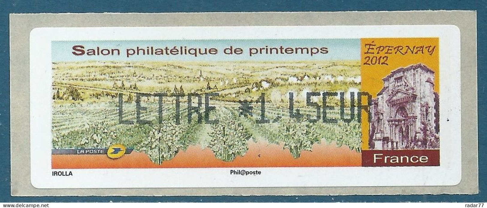 LISA (ATM)  LETTRE *1,45 EUR - Papier Salon Philatélique De Printemps - Epernay 2012 - 2010-... Illustrated Franking Labels