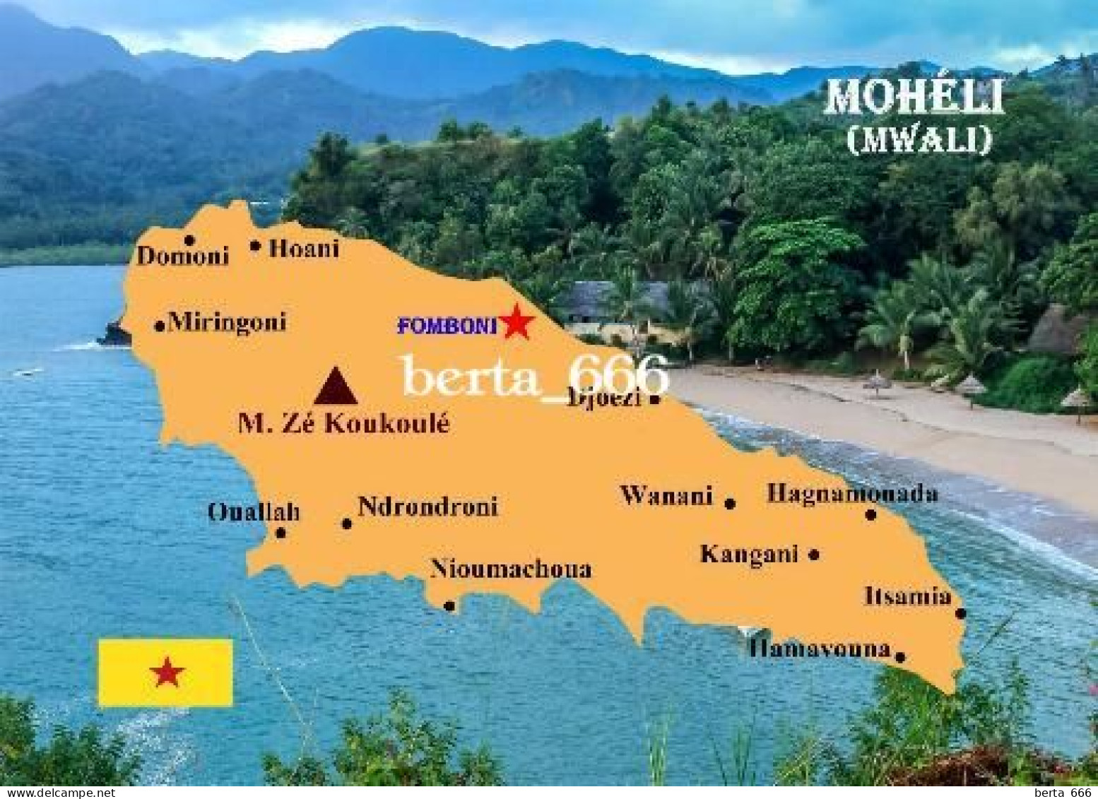 Comoros Moheli Island Map Comores New Postcard * Carte Geographique * Landkarte - Comorre