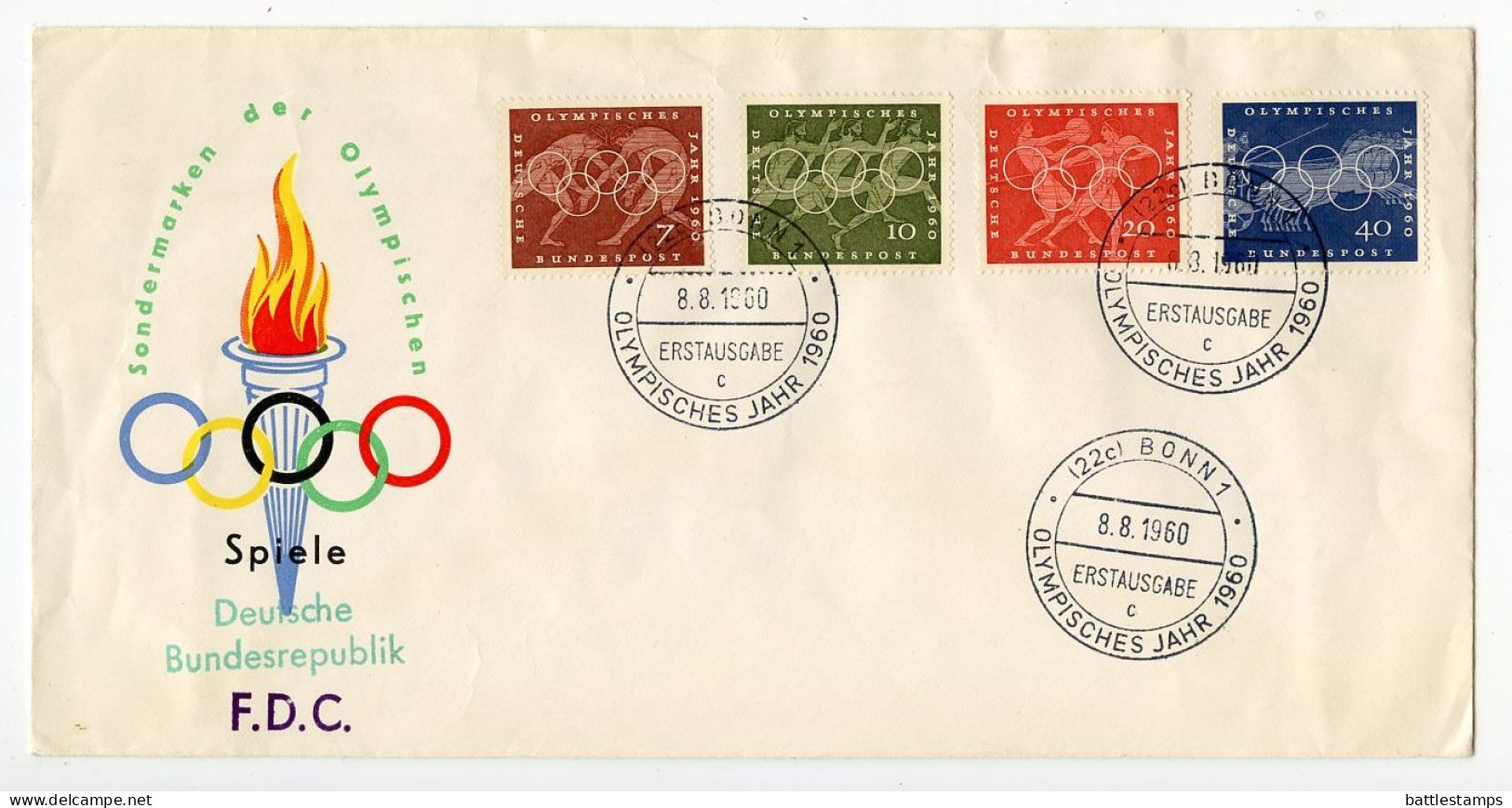 Germany, West 1960 FDC Scott 813-816 - 17th Olympic Games In Rome, Italy - 1948-1960