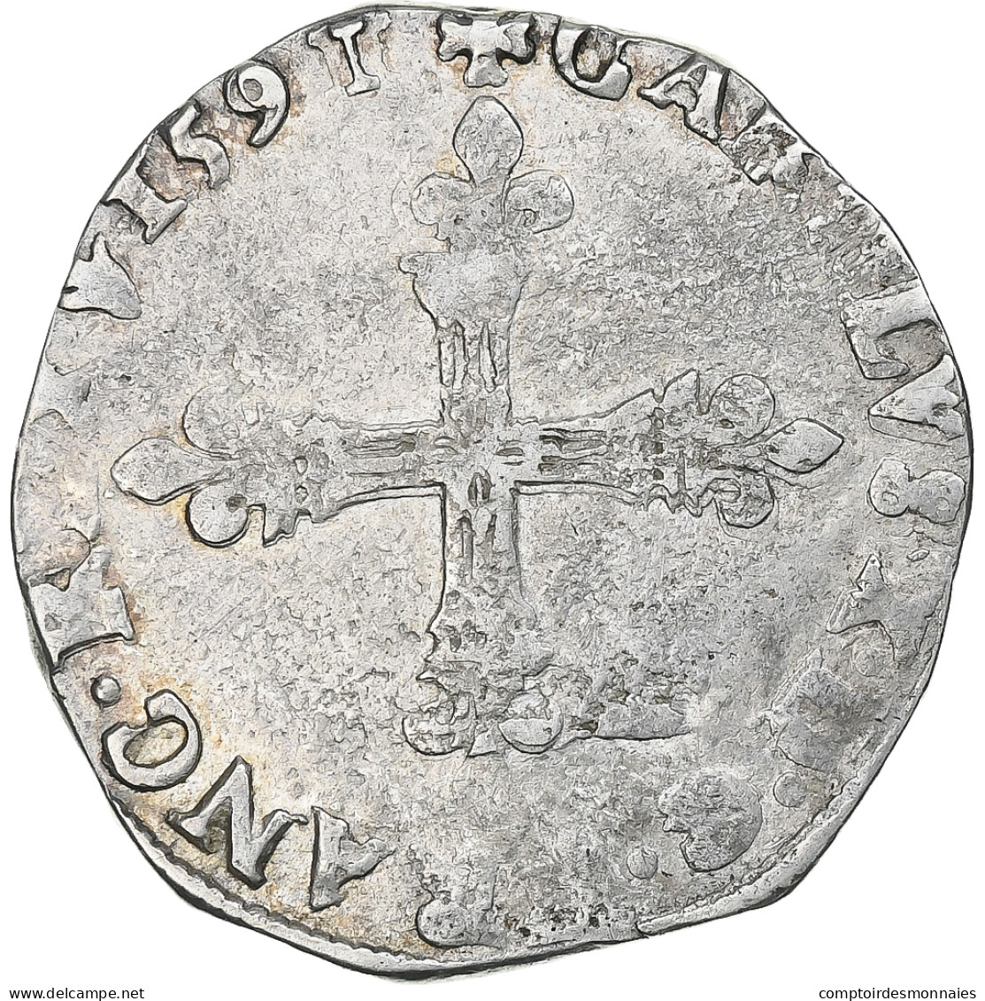 France, Charles X, 1/4 Ecu, 1591, Paris, Argent, TB+, Gadoury:521 - 1589-1610 Henry IV The Great