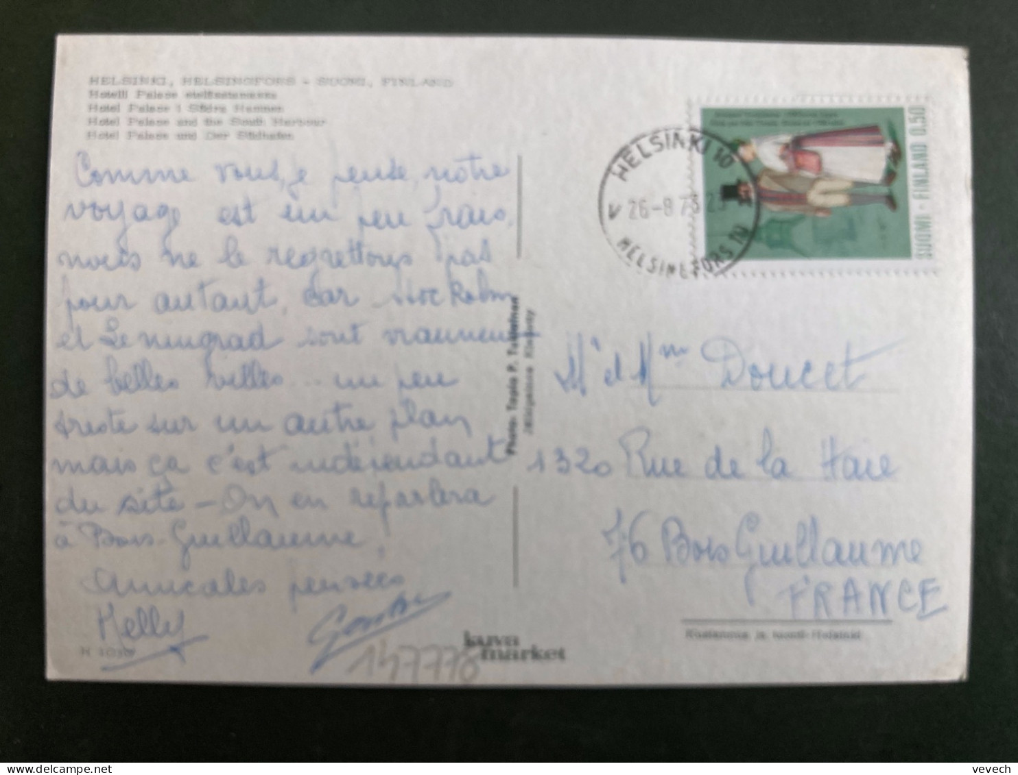 CP Pour La FRANCE TP AVIOPARI TENHOLASTA 0,50 OBL.26 8 73 HELSINKI 10 - Lettres & Documents