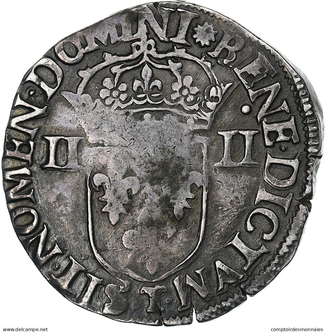 France, Henri III, 1/4 Ecu, 1582, Nantes, Argent, TB+, Gadoury:494 - 1574-1589 Henri III