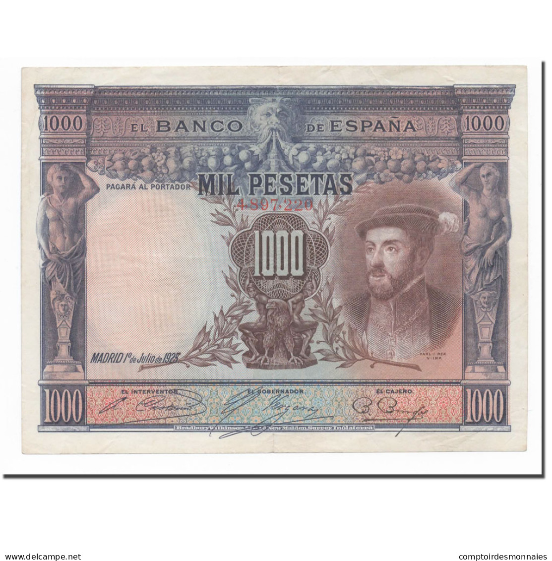 Billet, Espagne, 1000 Pesetas, 1925, 1925-07-01, KM:70c, TTB+ - 1000 Peseten