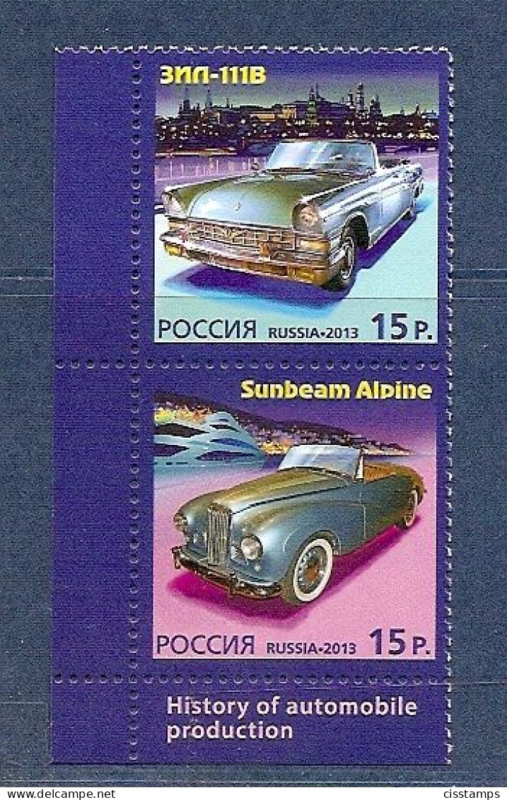 RUSSIA 2013●Old Cars●Joint With Monaco●Mi 2000-01 MNH - Automobili