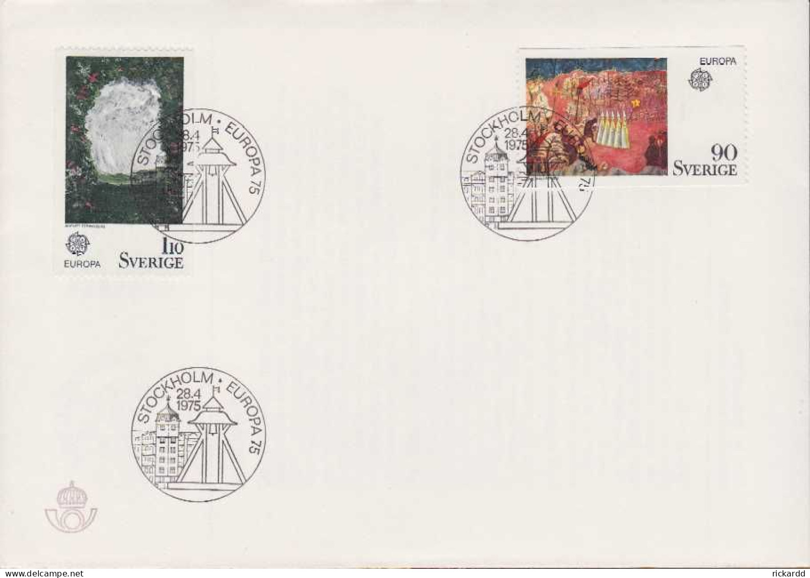 Sweden - FDC 28/4 1975 Europa IV - Målarkonst - FDC