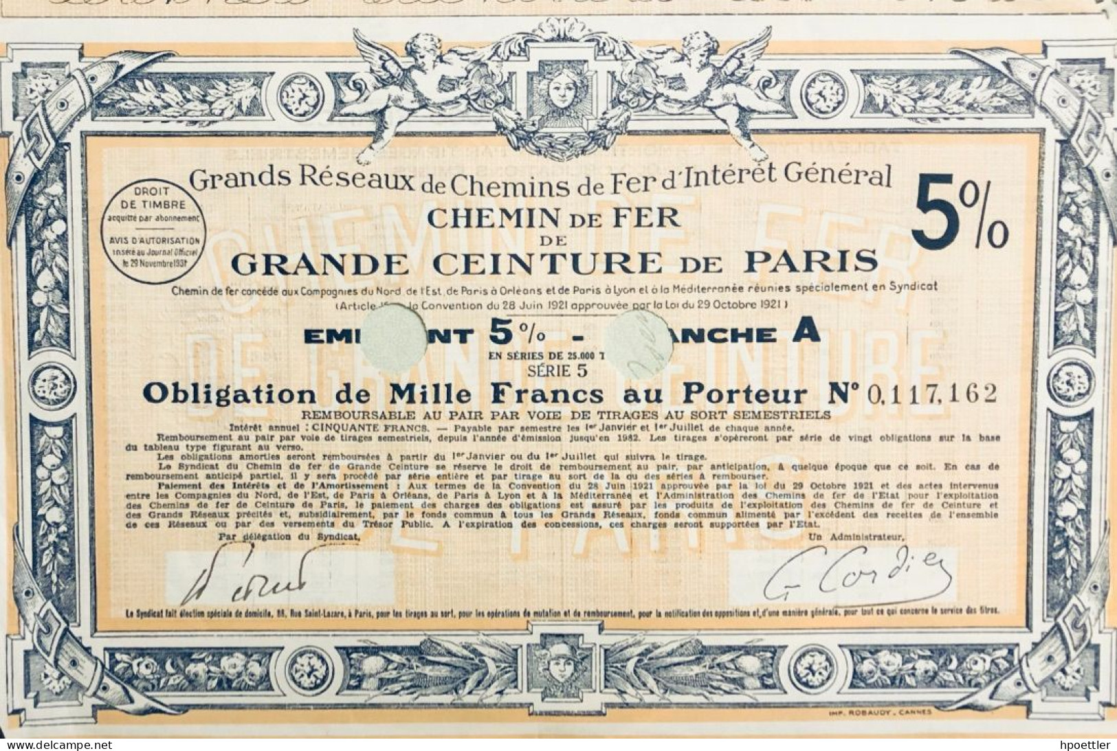 1921: Chemins De Fer De Grande Ceinture De Paris - Bahnwesen & Tramways