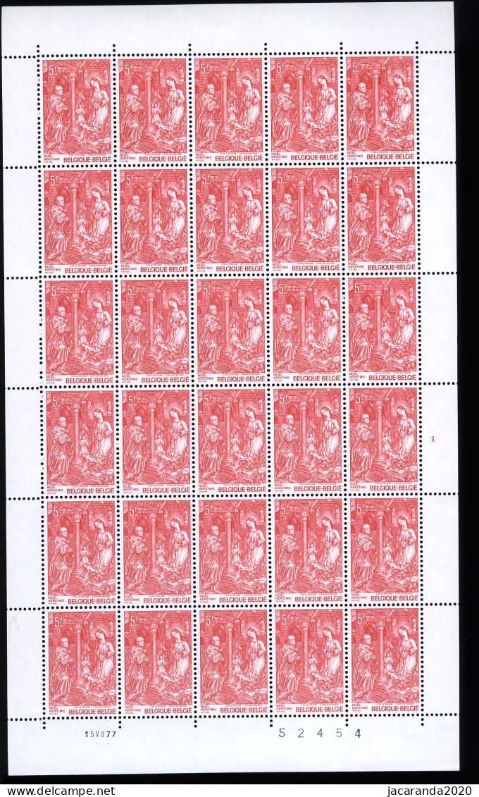 België 1874 - Kerstmis 1977 - Volledig Vel - Feuille Complète - MNH - Plnr 1 - 1971-1980