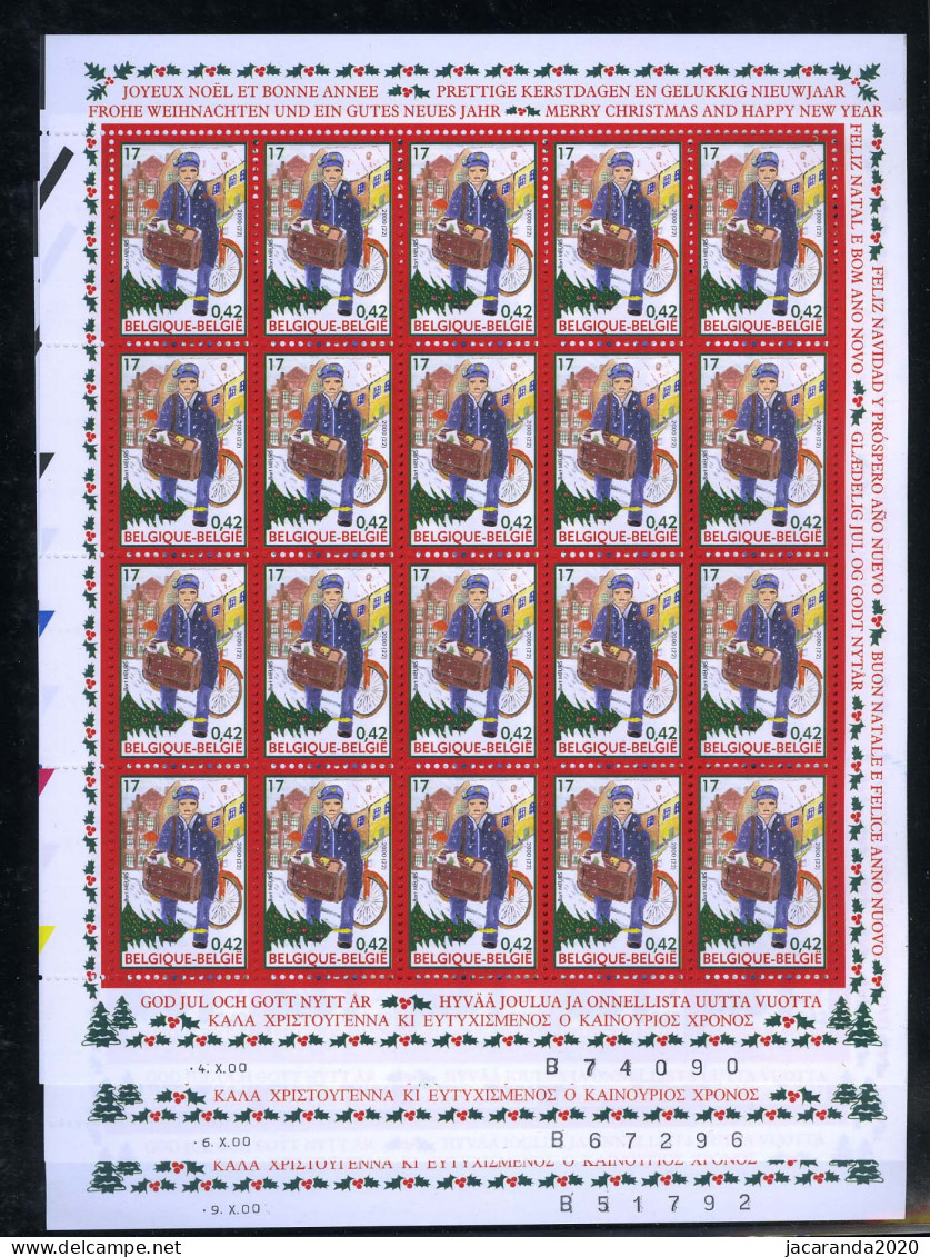 België 3 X F2942 - Kerstmis 2000 - Volledig Vel - Feuille Complète - MNH - 4 X 00 - 6 X 00 - 9 X 00 - 1991-2000