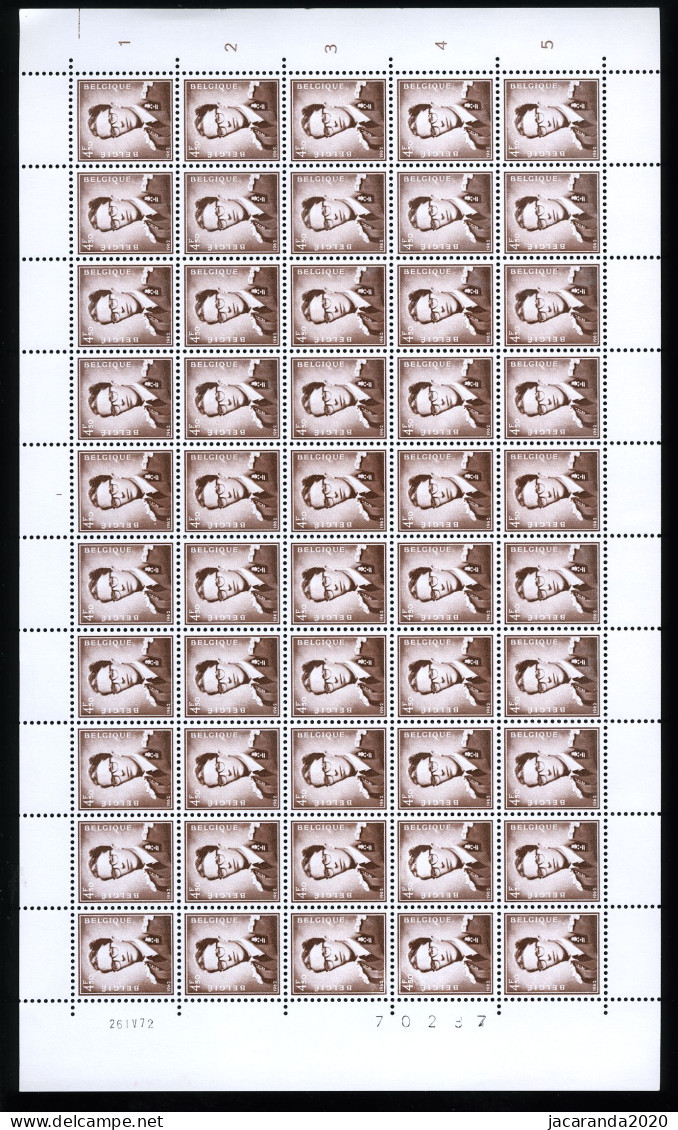 België 1068Aa.P3 Met 1068Aa.P3-V - Volledig Vel - Feuille Complète - MNH - Plnr. 1 - Variëteit "Kleurpunt" Z48 - 1953-1972 Brillen