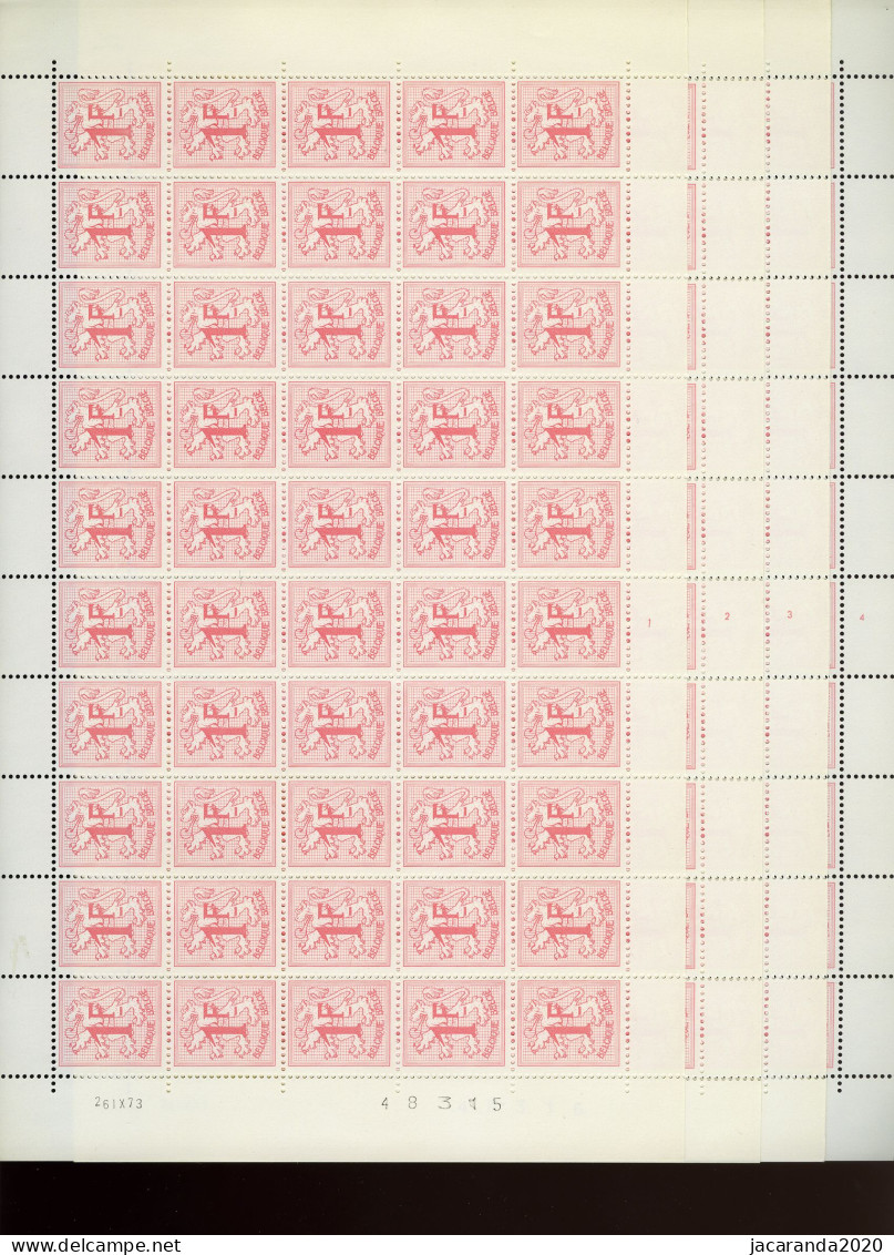 België 1027BP3 F - Cijfer Op Heraldieke Leeuw - MNH - Plnr 1-2-3-4 - Volledige Set - Niet Geplooid - Fosfor - MNH - 1971-1980