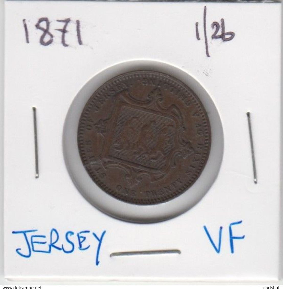 Jersey 1871 Coin Queen Victoria Twentysixth Of A Shilling 1/26 Dated 1871 Condition Very Fine - Jersey