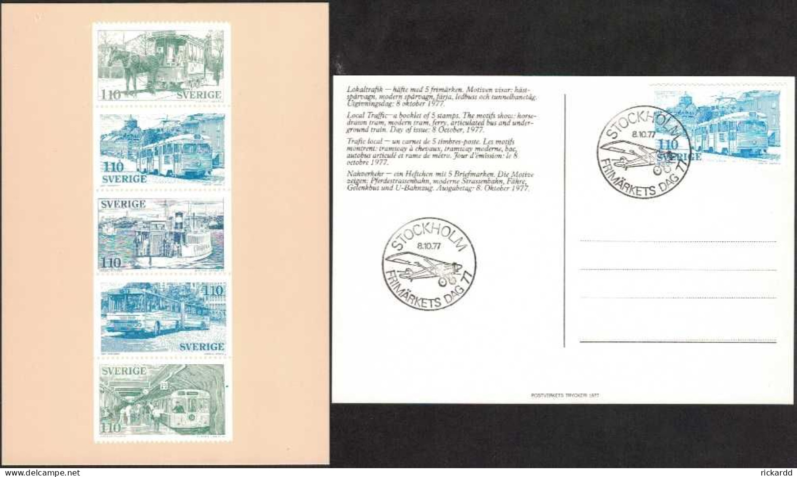 Sweden - Lokaltrafiken 100 år F#1017 STOCKHOLM 8/10 1977 FD On PT-card - FDC