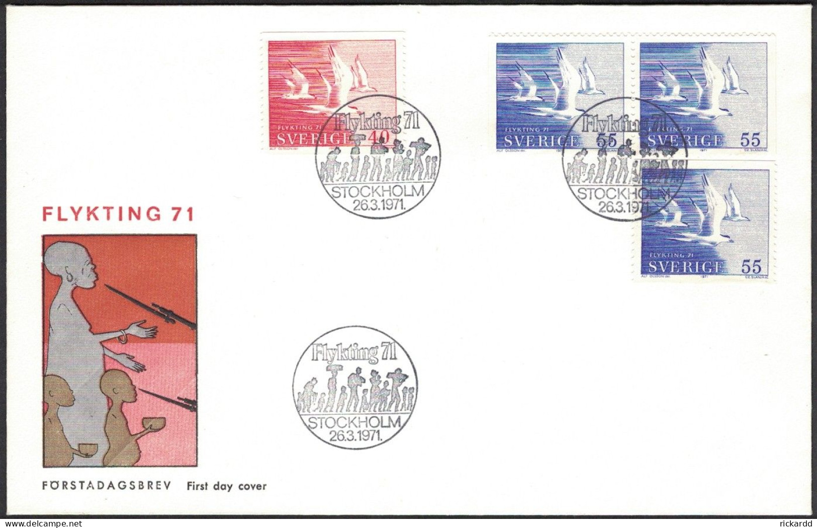 Sweden - FDC 26/3 1971 Flykting 71 *ILLUSTRATED* - FDC
