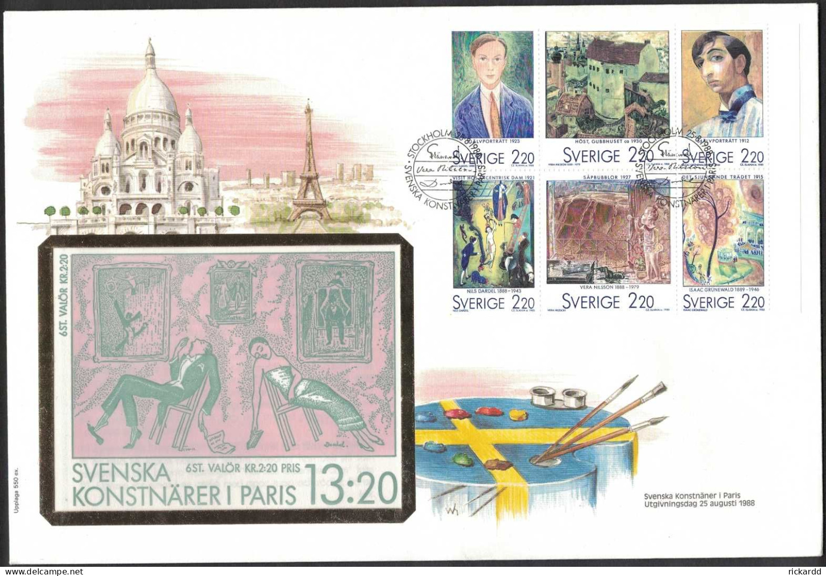 Booklet-FDC 25/8 1988 Svenska Konstnärer I Paris *ILLUSTRATED* - FDC