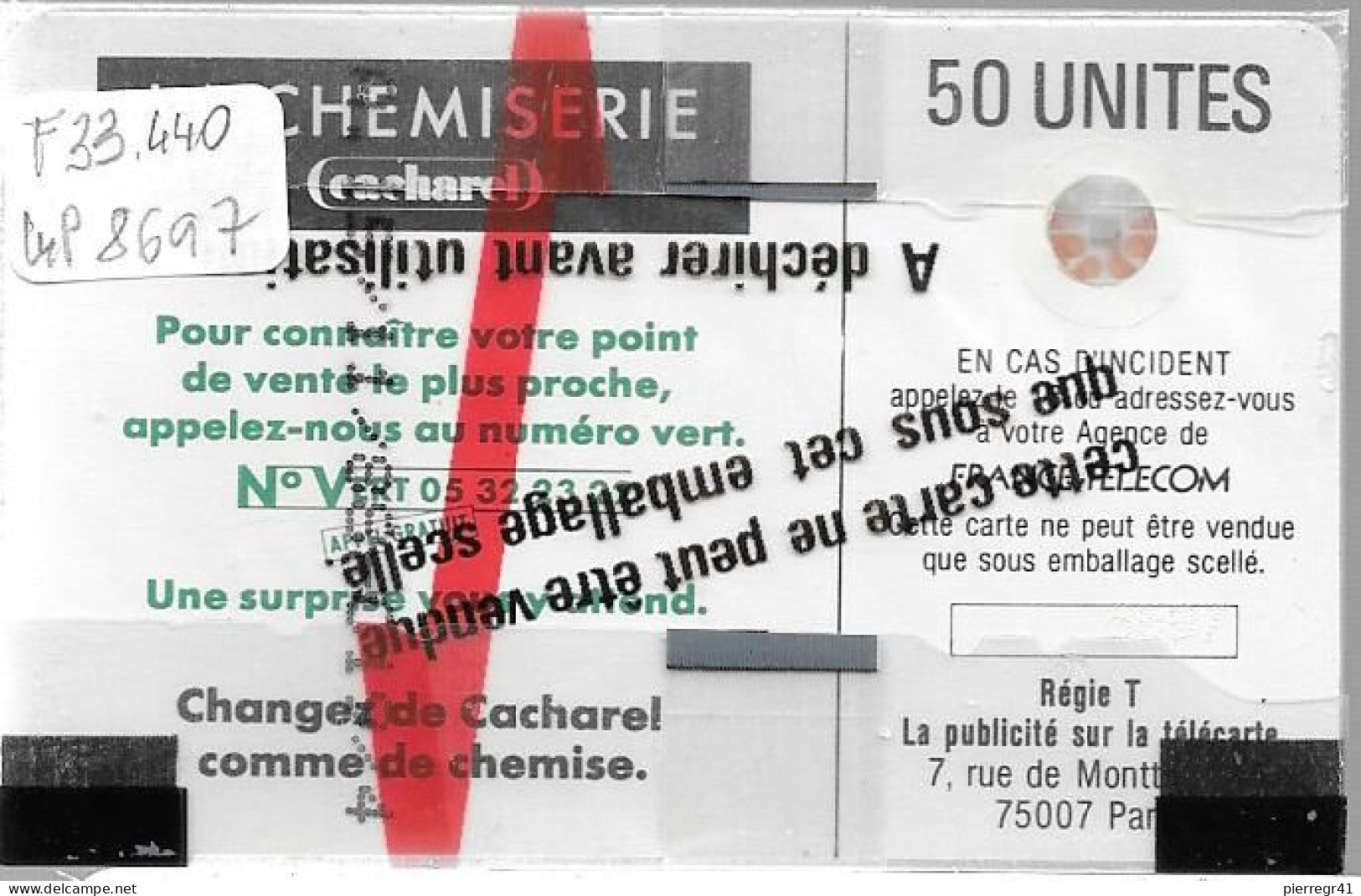 CARTE-PUBLIC-F32.440-50U-SC4 Ob-1988-CACHAREL-CHEMISE-V° 4 Impacts-8697-NSB-TBE- - 1988