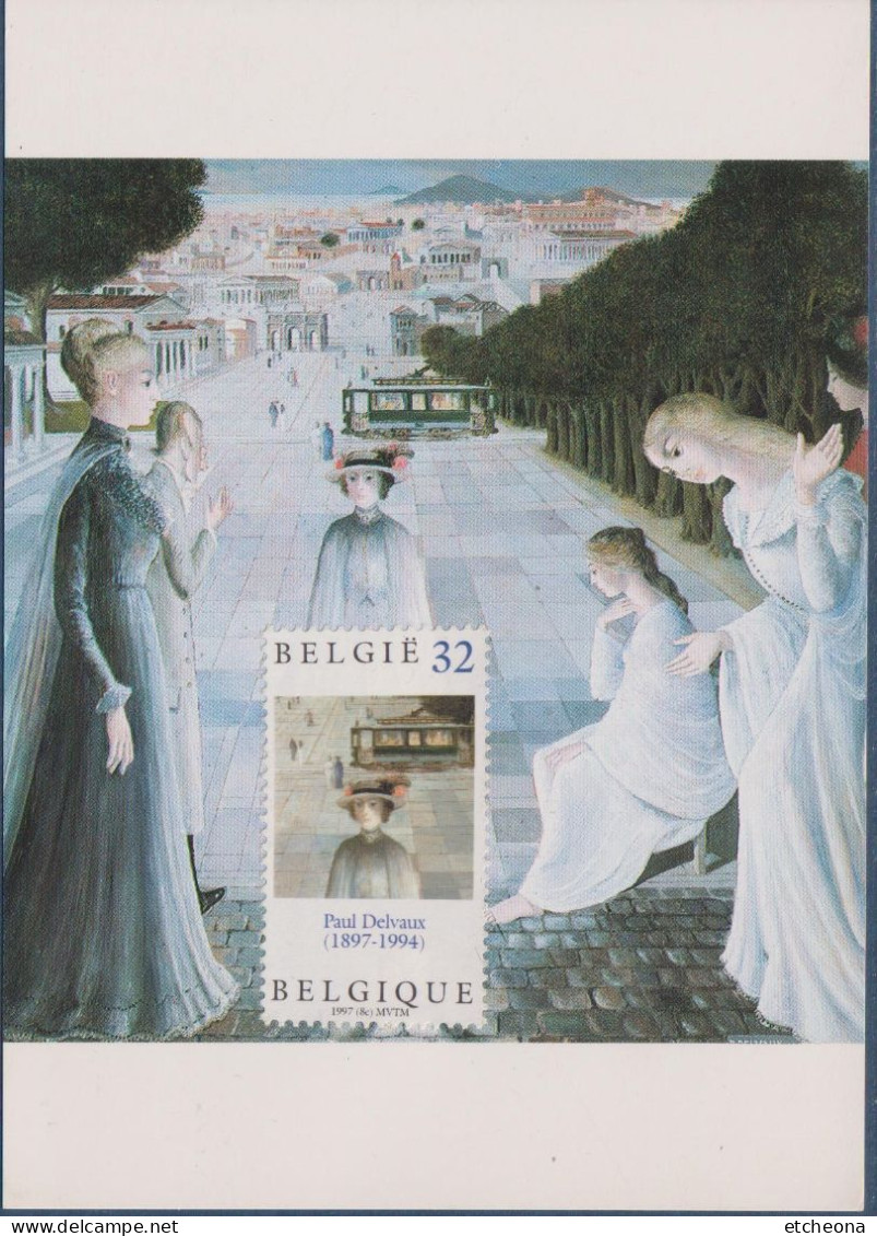 Paul Delvaux La Messagère Du Soir Carte Postale Belgique Avec Timbre Non Oblitéré - 1991-2000