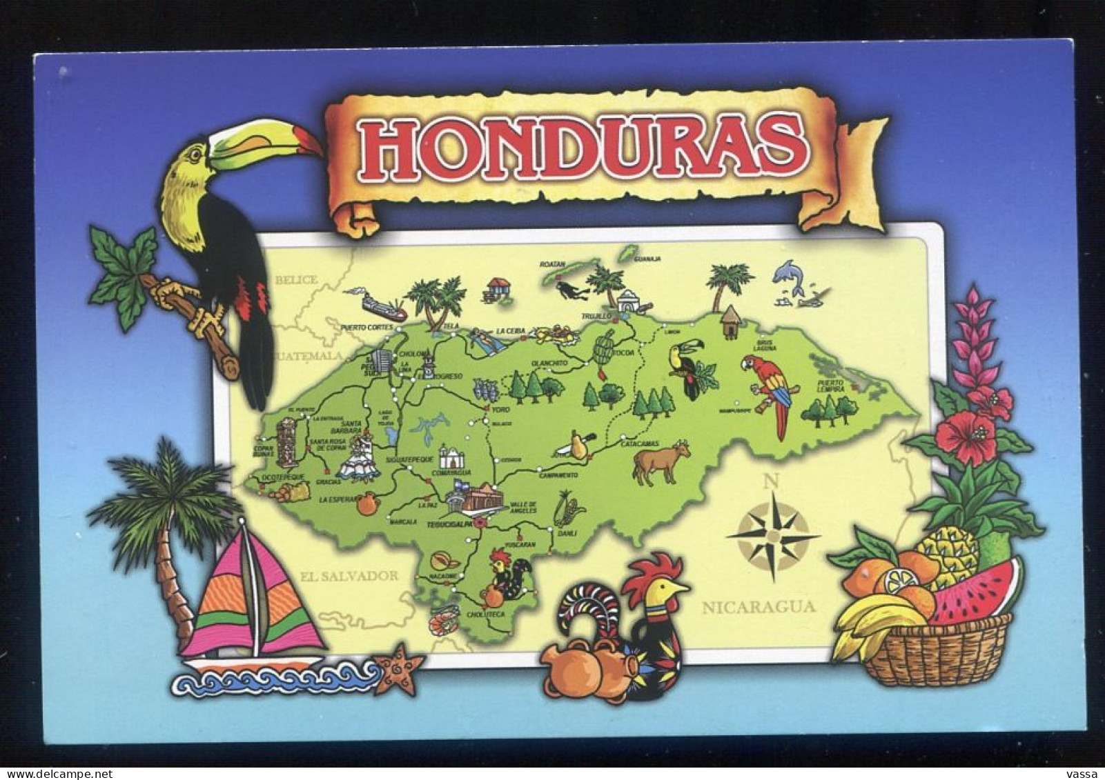 HONDURAS .  Illustrated Map - Carte Géographique Illustrée - Landkarten