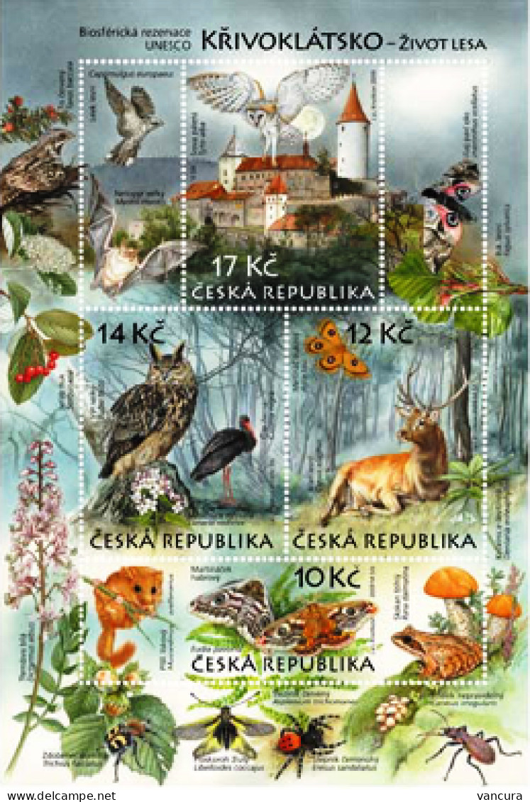 A 604 - 607 Czech Republic Krivoklat 2009 Barn Owl Eagle Owl Stark Deer Moth Frog Bat - Eulenvögel