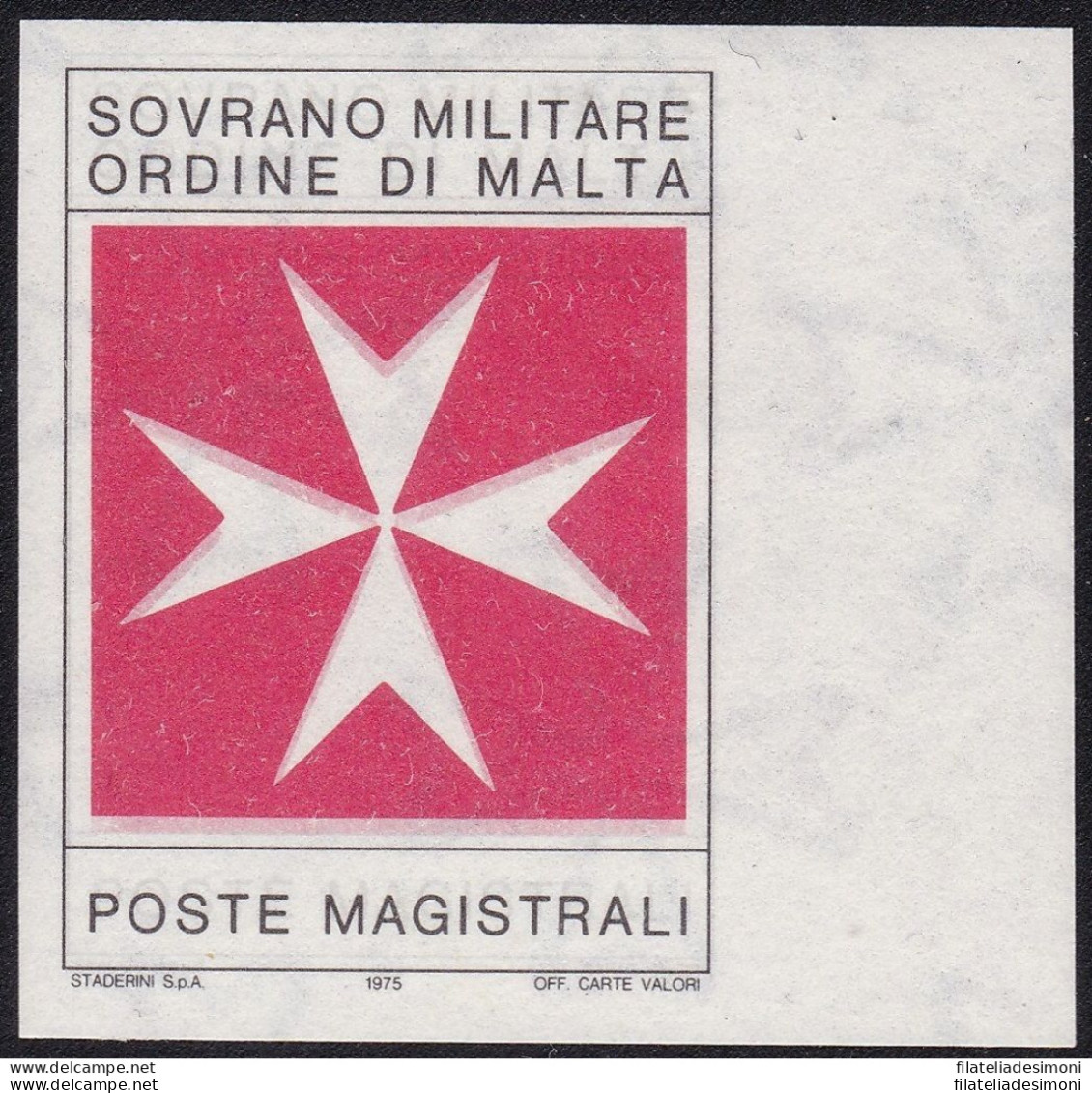 1975 SMOM - Segnatasse NERO E ROSSO SENZA SOVRASTAMPA  - PROVA NON DENTELLATA - Malte (Ordre De)