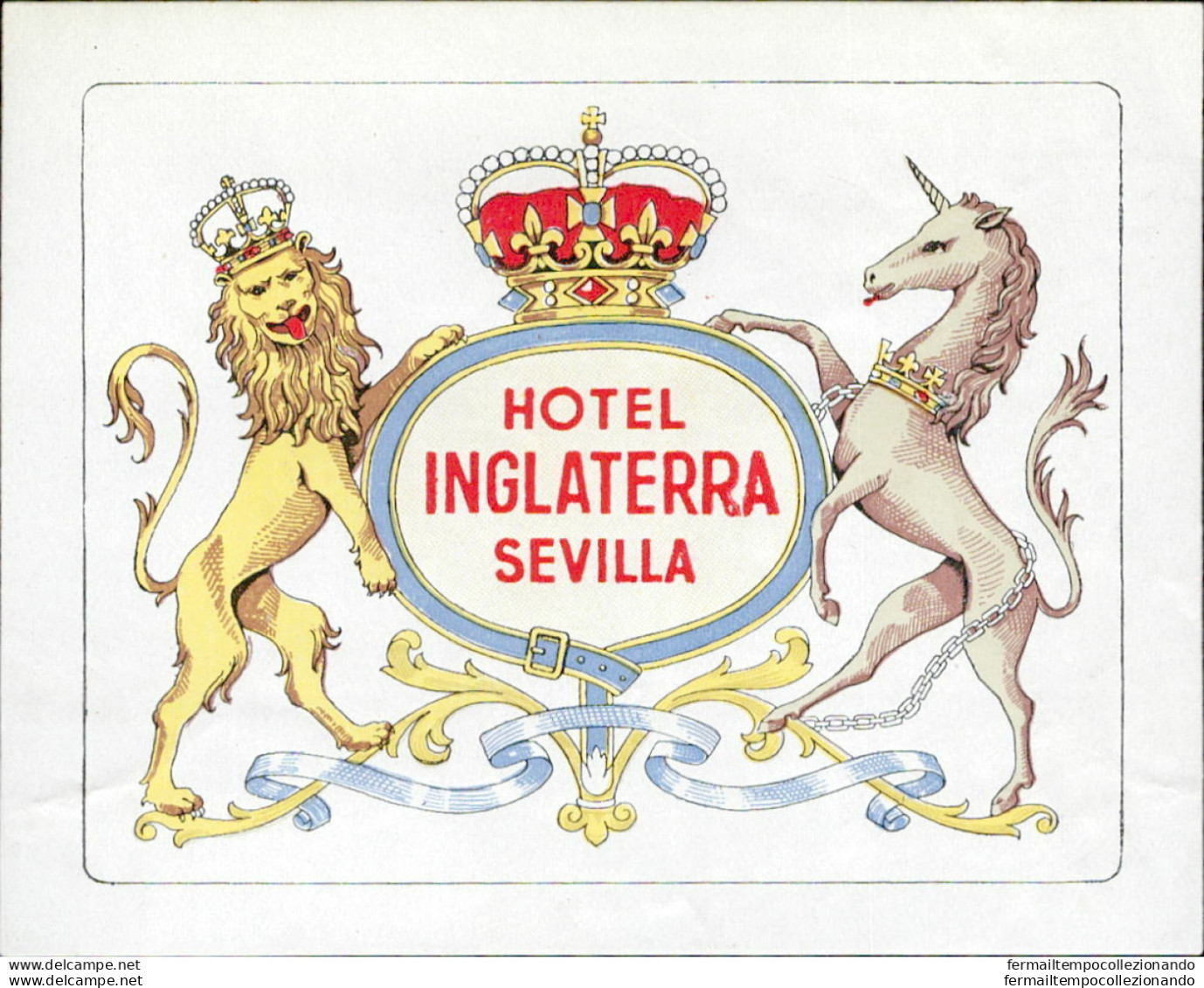 Bh83 Etichetta Da Bagaglio Hotel Inglaterra Sevilla Spagna Spain - Otros & Sin Clasificación