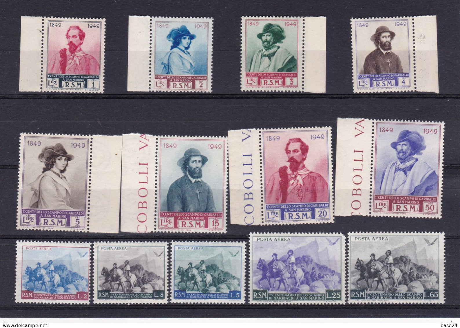 1949 San Marino Saint Marin GIUSEPPE GARIBALDI Serie Di 13 Valori MNH** Con Posta Aerea - Nuevos