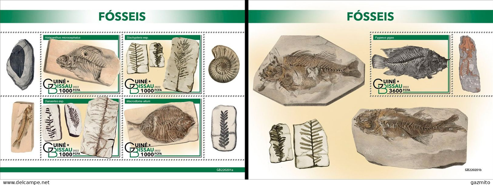 Guinea Bissau 2022, Fossils, 4val In BF+BF - Fossils