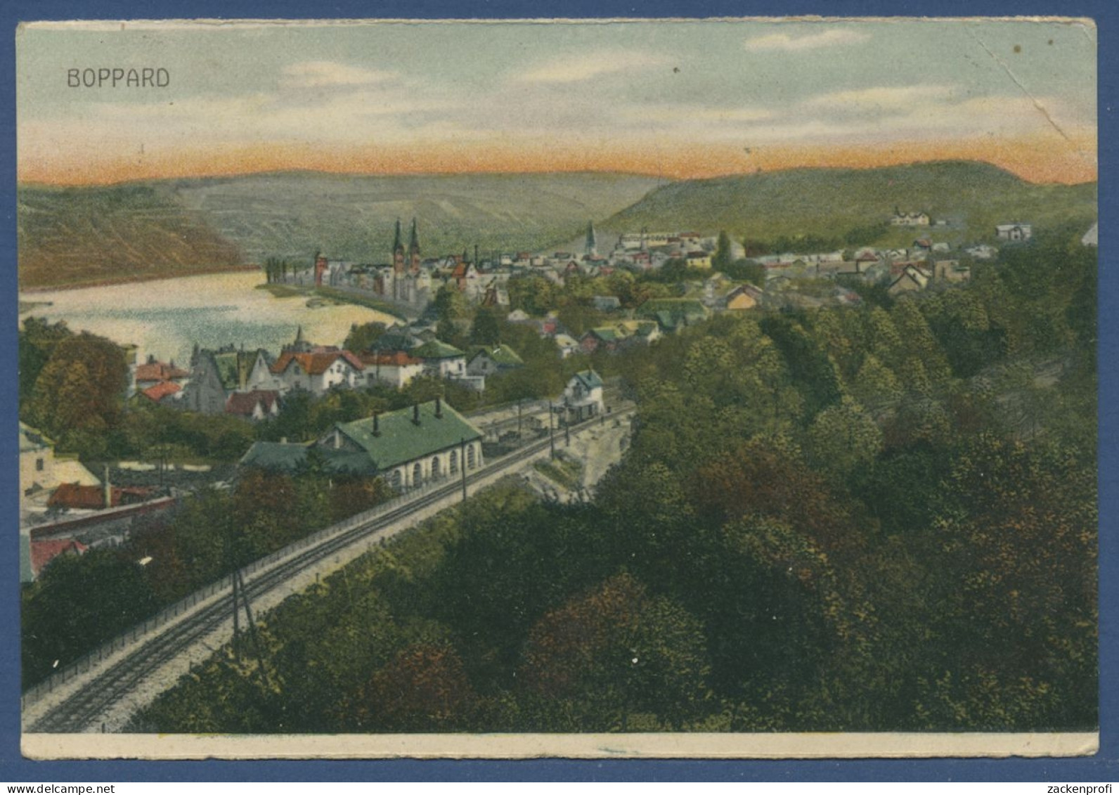 Boppard Am Rhein Stadtansicht Bahnlinie, Gelaufen 1914 Als Feldpost (AK1332) - Boppard