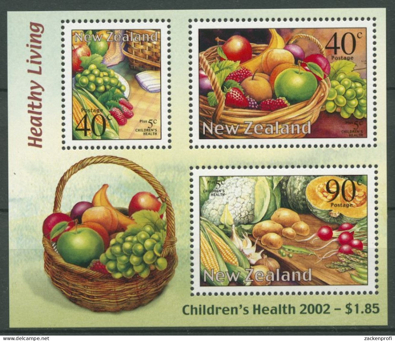 Neuseeland 2002 Kinderhilfe Ausgewogene Ernährunug Block 139 Postfrisch (C25688) - Blocks & Kleinbögen