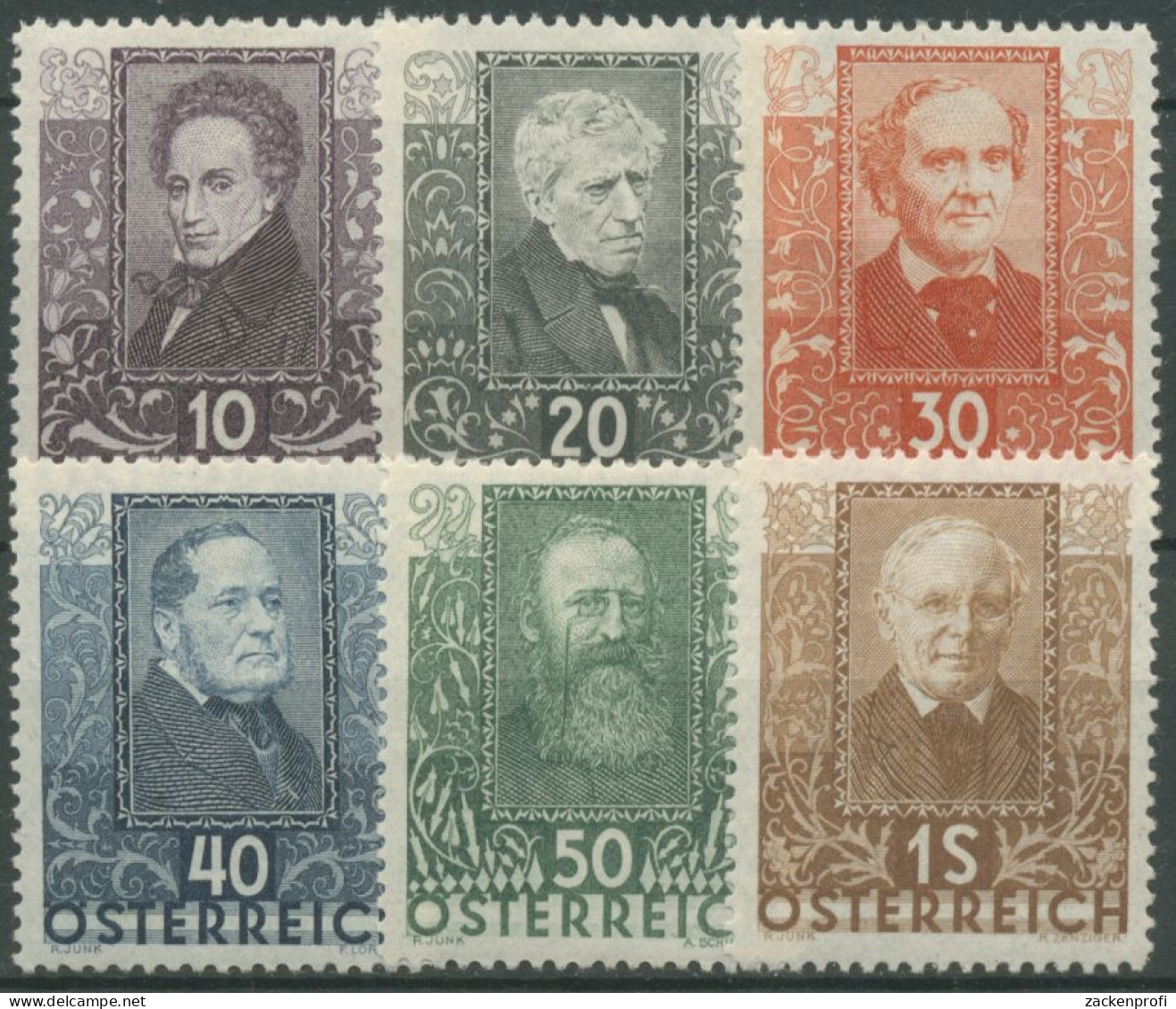 Österreich 1931 Wohlfahrt Österreichische Dichter 524/29 Mit Falz - Ungebraucht