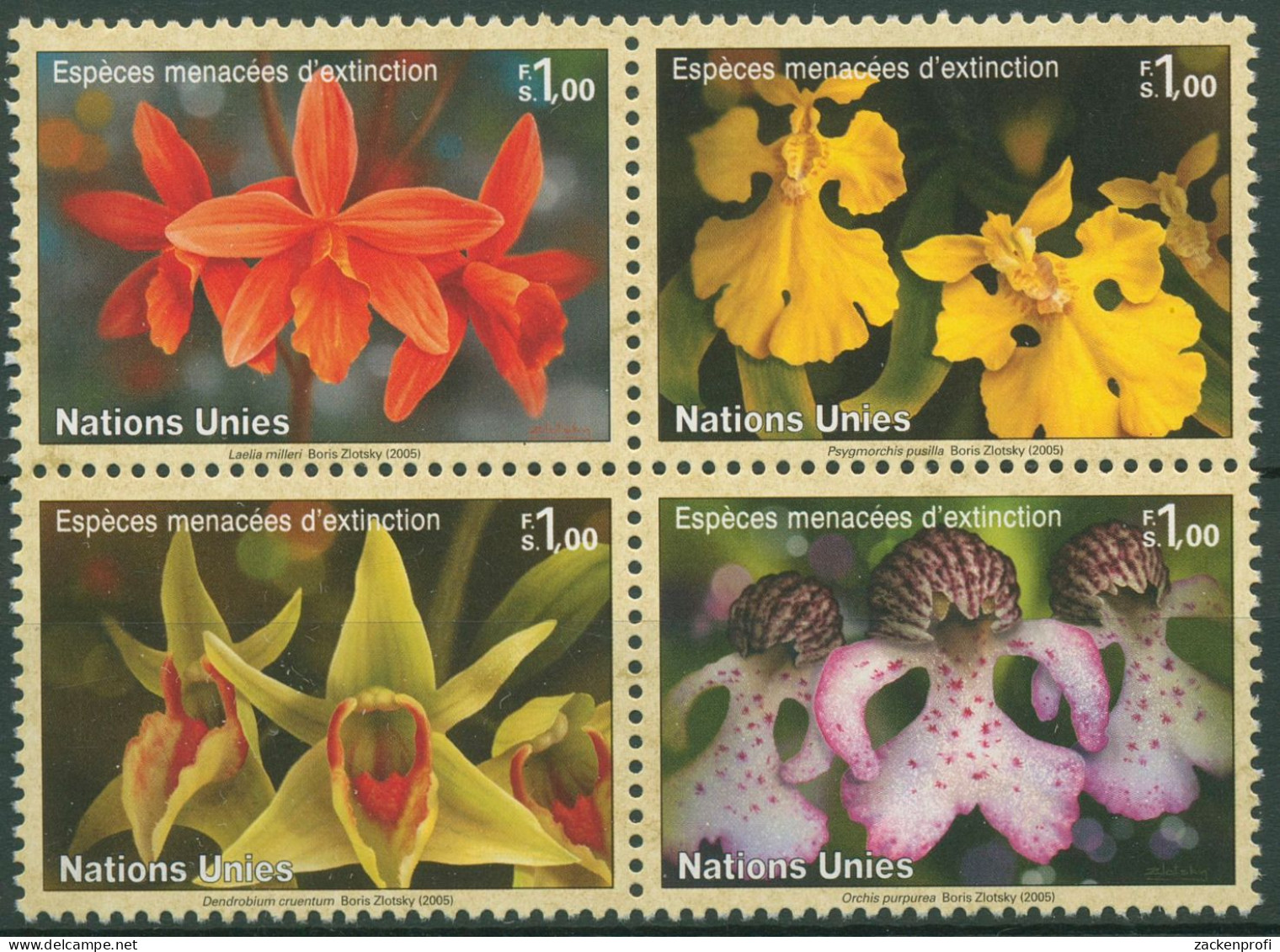 UNO Genf 2005 Gefährdete Pflanzen Orchideen 510/13 ZD Postfrisch - Unused Stamps