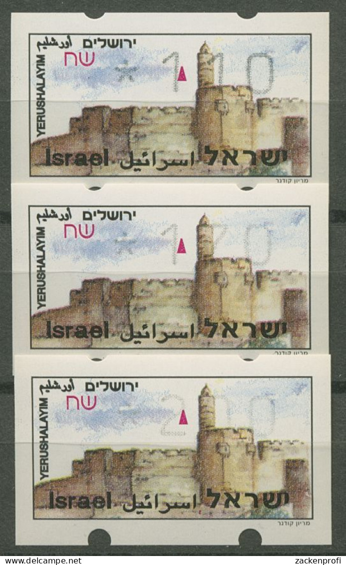 Israel ATM 1994 Jerusalem Satz 3 Werte (ohne Phosphor) ATM 12.2 X S9 Postfrisch - Franking Labels