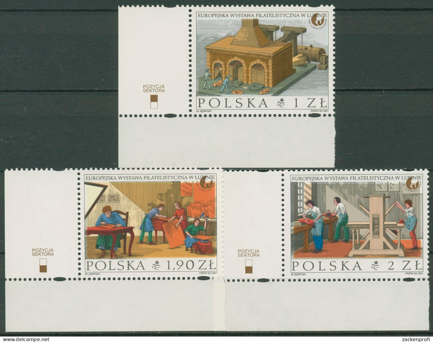Polen 2001 EURO-CUBPRUM Lubin Kupferdruck Kupferstich 3909/11 Ecke Postfrisch - Neufs