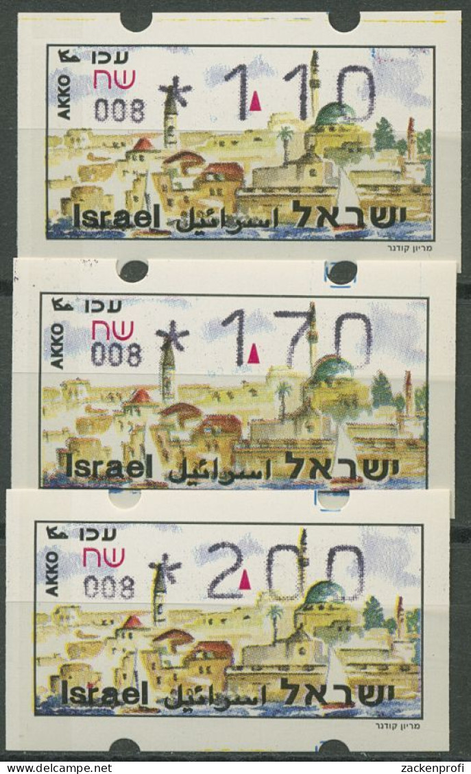 Israel ATM 1994 Akko Nr. 008, Mit Phosphor Satz 3 Werte ATM 14.1 Y S5 Postfrisch - Vignettes D'affranchissement (Frama)