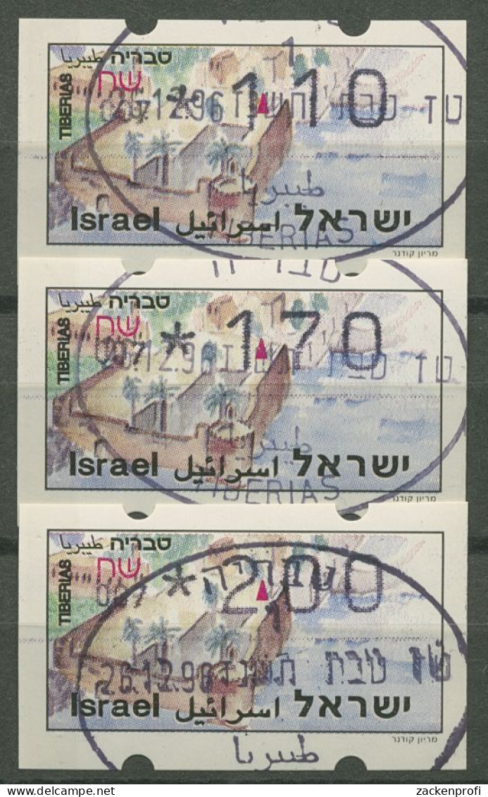 Israel ATM 1994 Tiberias Automat 007, 3 Werte Phosphor ATM 15.1 Y S5 Gestempelt - Automatenmarken (Frama)