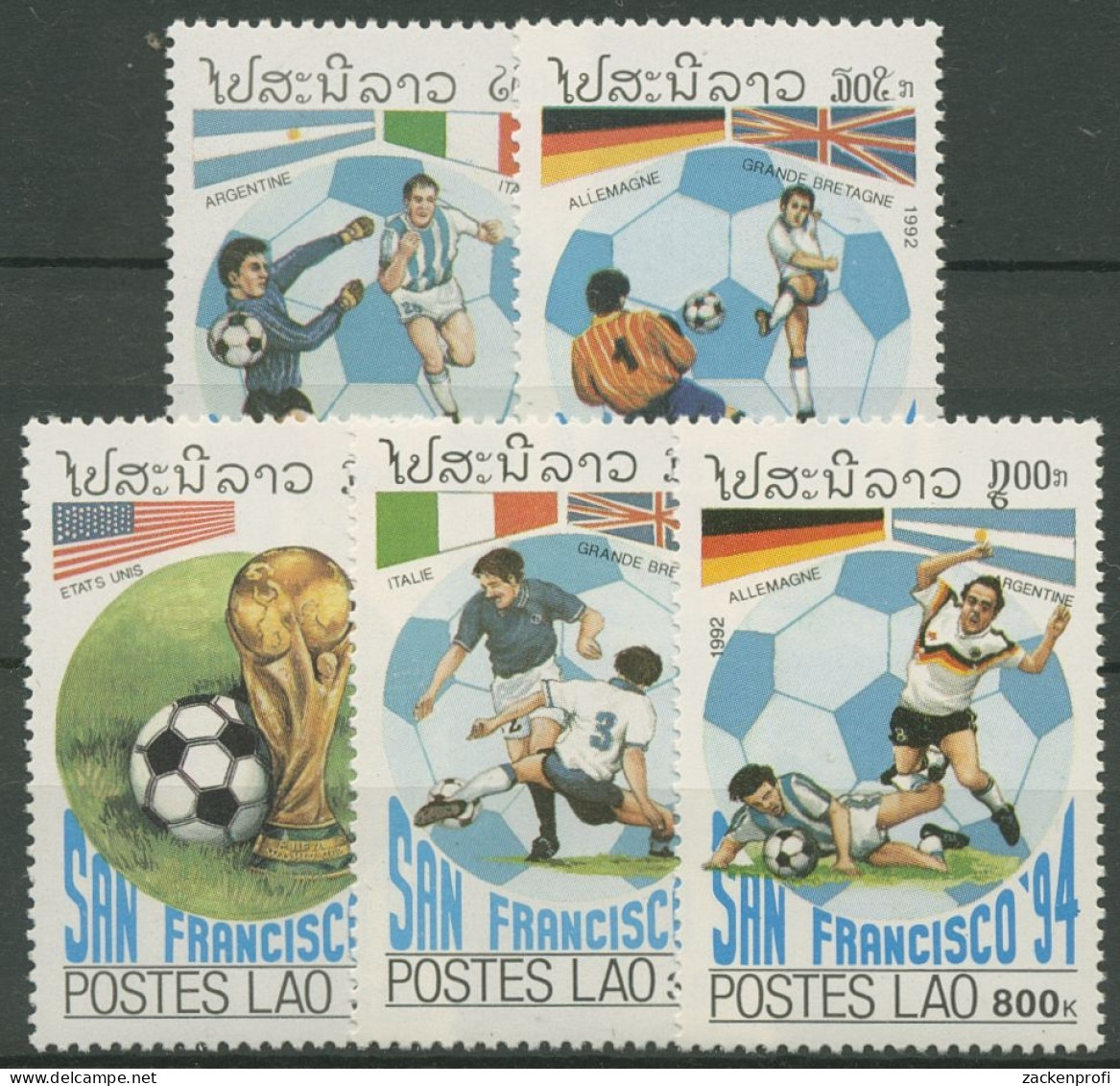 Laos 1992 Fußball-WM'94 USA: Spielszenen 1306/10 Postfrisch - Laos