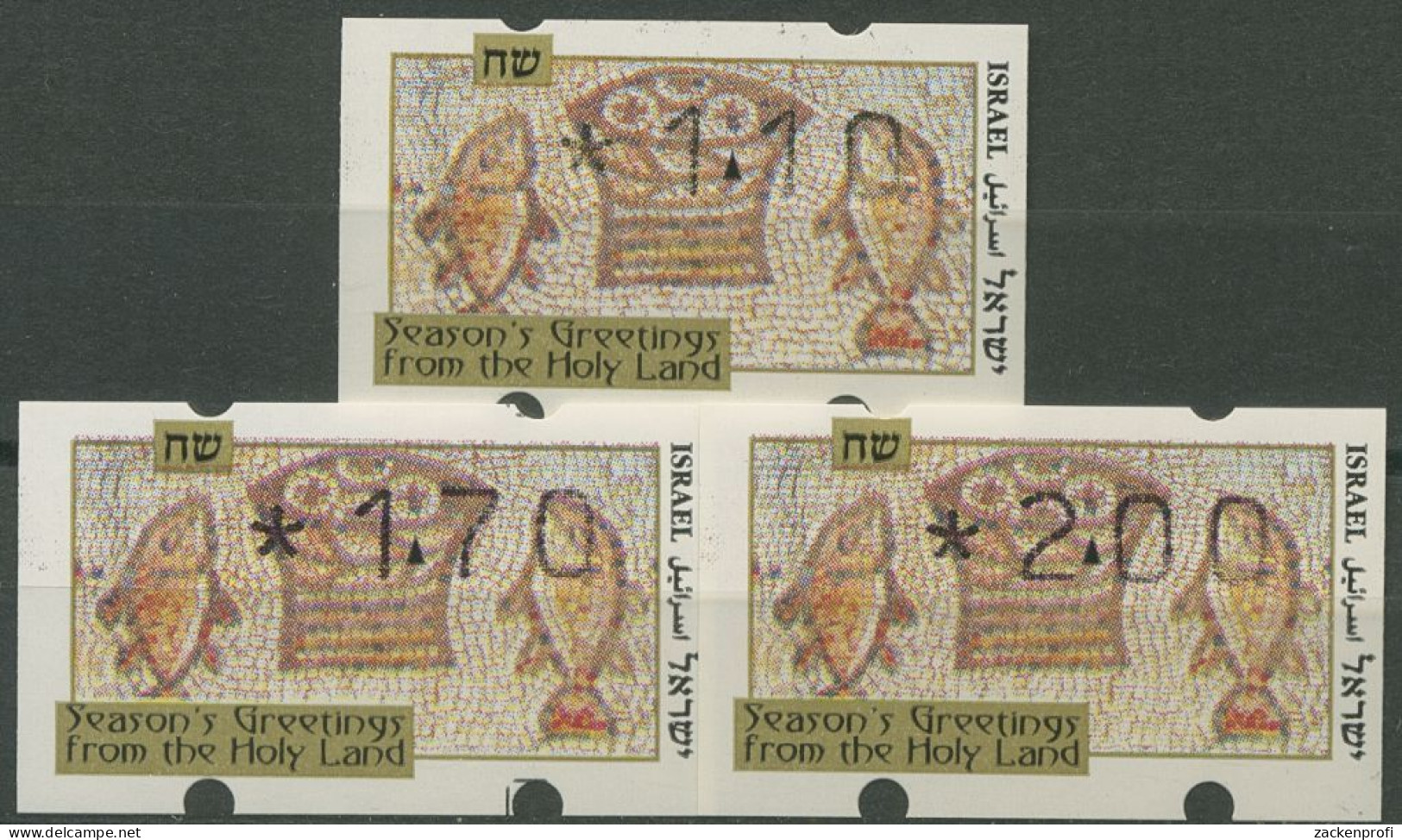 Israel 1996 Automatenmarken Weihnachten Satz 3 Werte ATM 29 S2 Postfrisch - Viñetas De Franqueo (Frama)