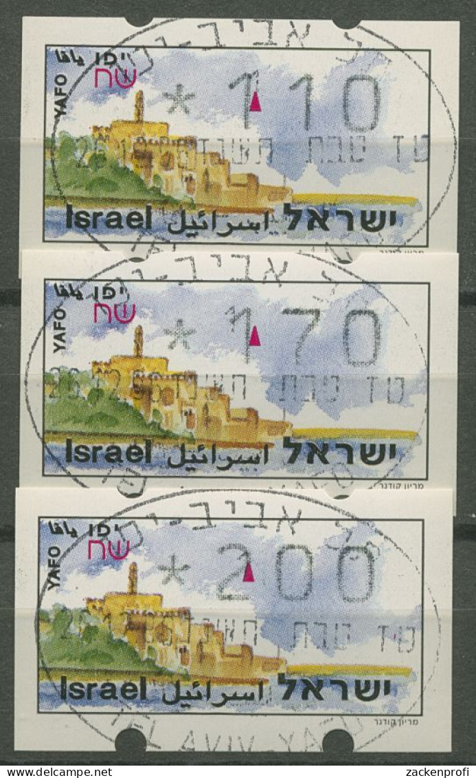 Israel ATM 1994 Jaffa Ohne Phosphor, Satz 3 Werte ATM 10.2 X S9 Gestempelt - Vignettes D'affranchissement (Frama)